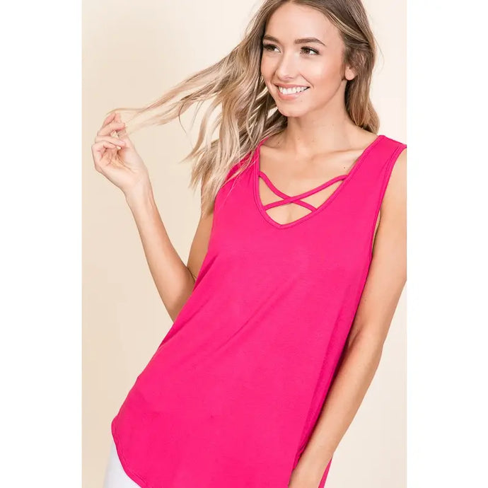 Casual Criss Cross Sleeveless Top
