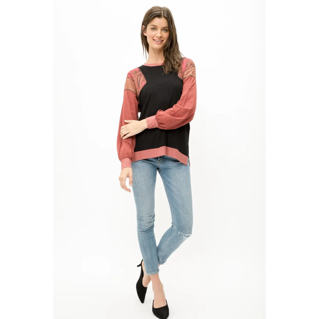 Mix Media Pullover Top