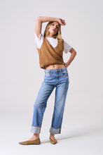 Load image into Gallery viewer, High Rise Cuffed Comfort Stretch Straight Leg SneakPeek Jeans