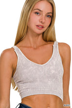 Load image into Gallery viewer, Washed Ribbed Cropped Seamless V-Neck Tank