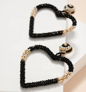 Seed Beads Heart Dangling Earrings