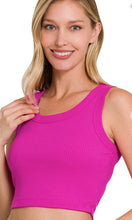 Load image into Gallery viewer, Ribbed Scoop Neck Crop Tank