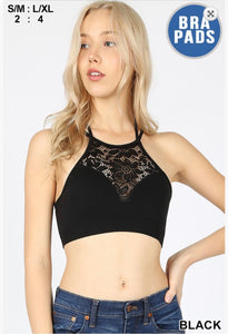 High Neck Lace Cutout Bralette