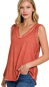 Washed Raw Edge Tank Top