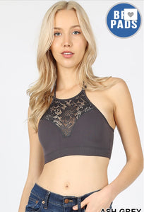 High Neck Lace Cutout Bralette