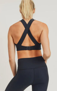 Split Front Overlay Back Adjustable Sports Bra