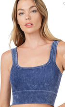 Load image into Gallery viewer, Washed Ribbed Square Neck Cropped Tank