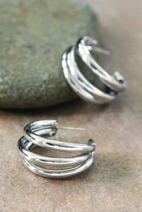 Rhodium Silver Plated Hoop Earrings