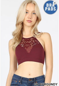 High Neck Lace Cutout Bralette