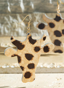 Cheetah Leather Bull Earrings