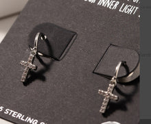 Load image into Gallery viewer, Mini Cross CZ Dangling Earrings