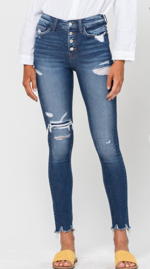 Haylie High Rise Patched Skinny