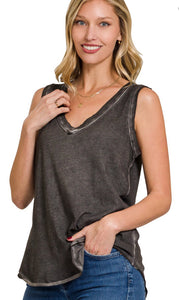 Washed Raw Edge Tank Top