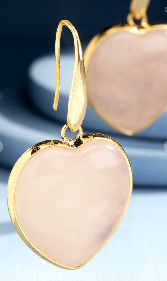 Heart Shaped Natural Stone Earrings