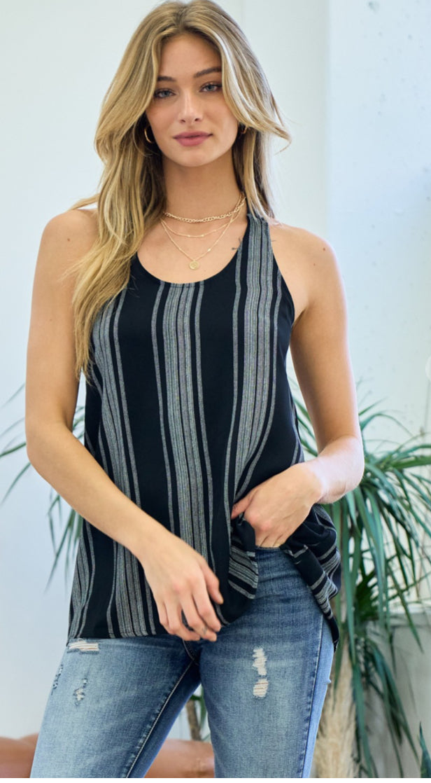 Stripe Tank with Strappy Back